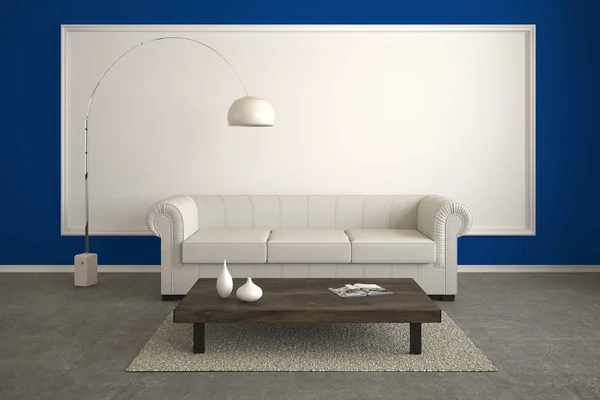 Moderna Sala Estar Con Sofá Ilustración — Foto de Stock