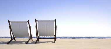 plajda plaj lounger - İllüstrasyon