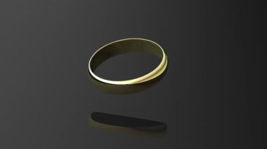 3d render olarak siyah yeraltı üzerinde dönen altın yüzük