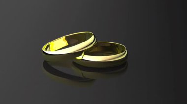 3d render olarak siyah yeraltı üzerinde dönen altın halkalar