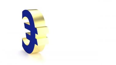 3d render olarak alfa maskesi ile dönen euro sembolü