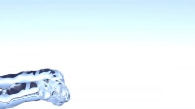 60 fps su kabarcığı damla ile beyaz mavi arka plan üzerinde açık mavi su iplik daire