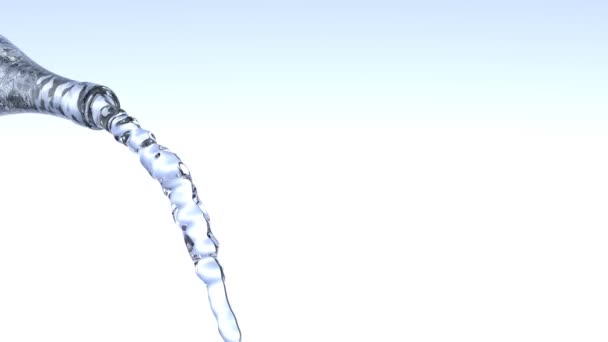 Isolierter Klarer Wasserfluss Aus Der Flasche Mit Alpha Maske Animation — Stockvideo