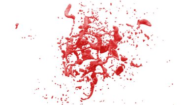 Beyaz arkaplan önünde soyut izole edilmiş sıvı sıçraması - 3d Görüntü