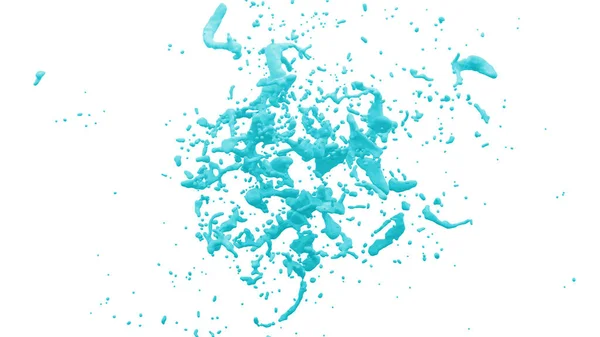 白色背景前的抽象孤立彩色液体飞溅 3D说明 — 图库照片