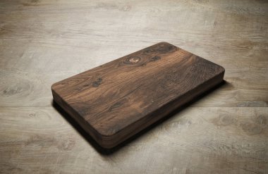 şablon olarak masa üstündeki rustik ahşap kesim tahtası - 3B Görüntü