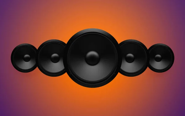 abstract sound speaker with dynamic bass waves - 3D Illustration