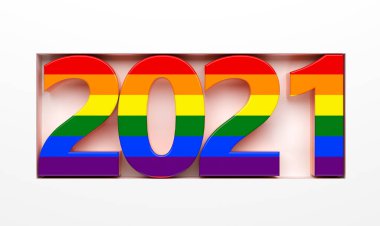 Yeni yıl 2021 rakamları arkaplan önünde grafik ögesi olarak - 3D Görüntü