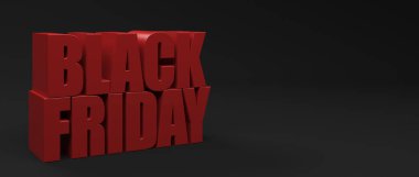 Kara Cuma Satış Sembolü - 3B Görüntü