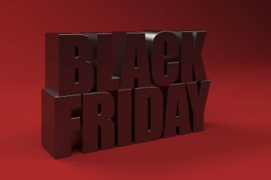 Kara Cuma Satış Sembolü - 3B Görüntü