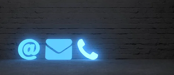 business contact icon symbol for internet with neon light - 3D Illustration