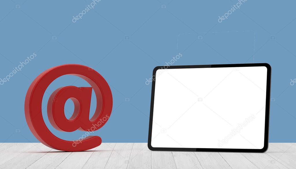 business contact icon symbol for internet with clear tablet as template - 3D Illustration