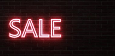 Metin olarak neon ışığı satışı sembolü - 3B İllüstrasyon