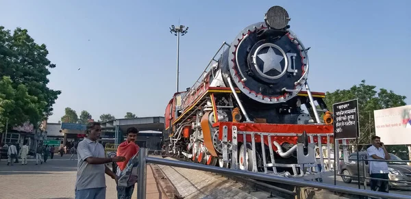 Ambala Índia Setembro 2018 Modelo Trem Colocado Perto Portão Entrada — Fotografia de Stock