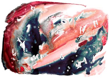 Suluboya soyut sıçrama arka plan benzer el çizilmiş boyama beyaz izole. Soyut boyama, duvar kağıtları, posterler, kartlar, davetiyeler, web siteleri için trendy bir arka plan olarak kullanılabilir