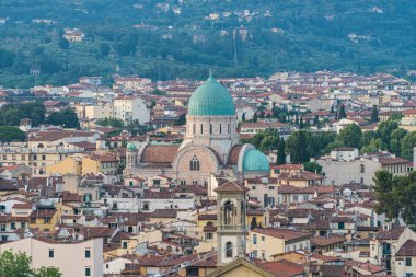 Floransa, Tempio Maggiore adlı Büyük Sinagog - şehir silueti Piazzale Michelangelo gün batımı sırasında görülebilir. Toskana, İtalya, Europa