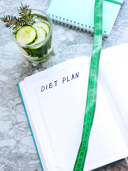 Healthy Eating Dieting Slimming Weigh Loss Concept Diet Plan Book — Stock Photo, Image