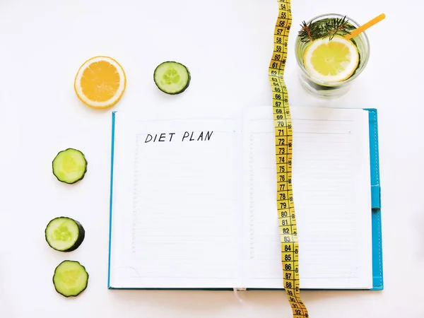 Healthy Eating Dieting Slimming Weigh Loss Concept Diet Plan Book — Stock Photo, Image