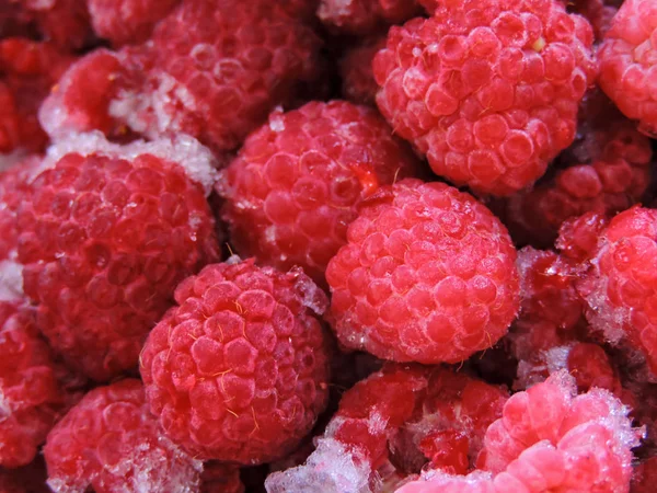 Frische und süße Himbeeren Hintergrund, Kopierraum. — Stockfoto