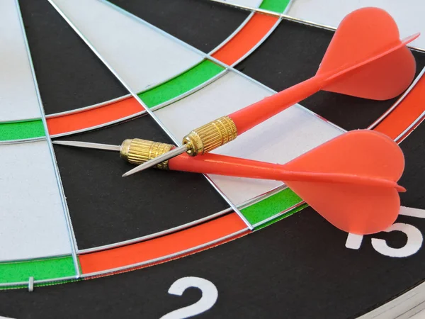 Dart Nyíl Üti Cél Központja Dartboard Siker Ütő Cél Cél — Stock Fotó