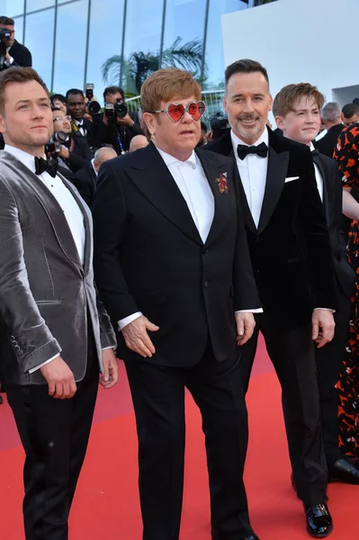 Taron Egerton, Sir Elton John & David Furnish — Stock Photo, Image