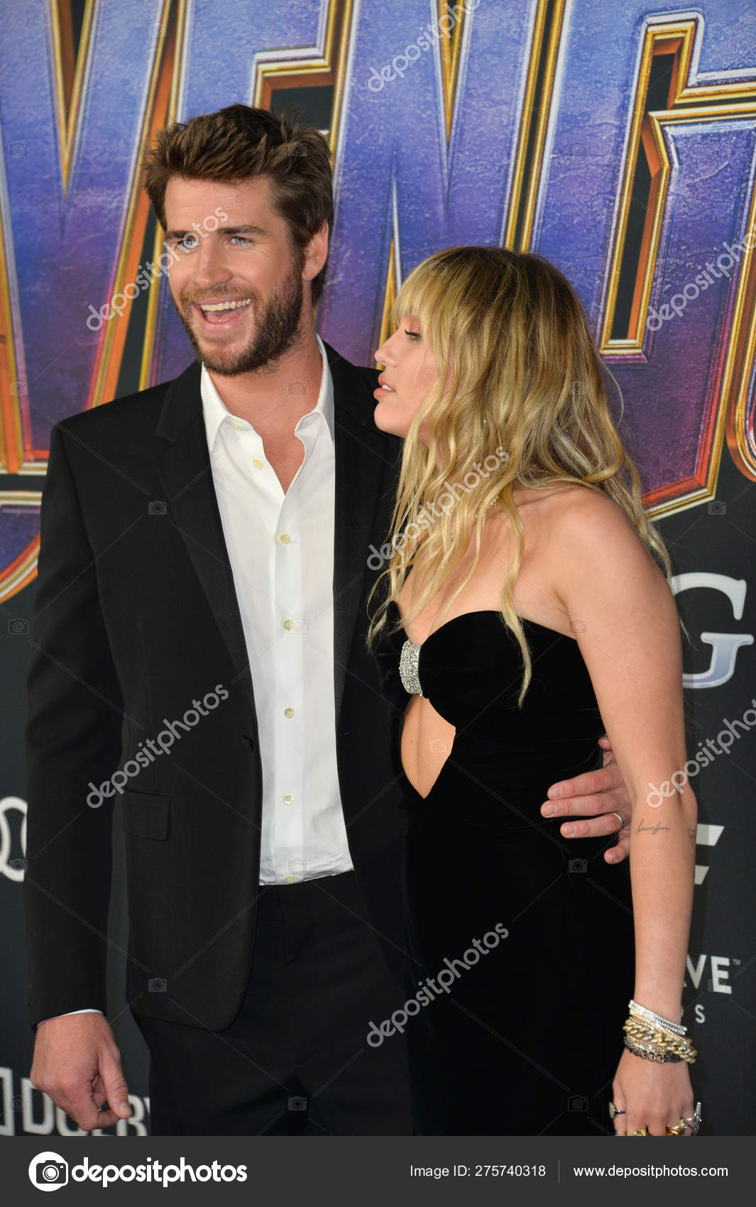 Miley Cyrus e Liam Hemsworth Fotografia de Stock Editorial