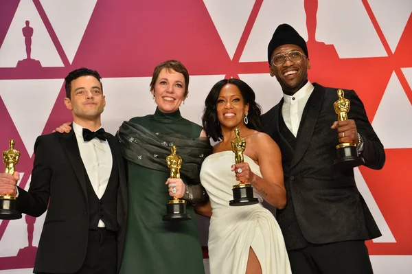 Rami Malek, Olivia Colman, Regina król & Mahershala Ali — Zdjęcie stockowe