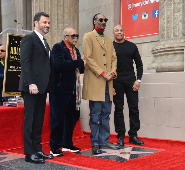 Джиммі Кіммель, Квінсі Джонс, Snoop Dogg & Dr Dre — стокове фото