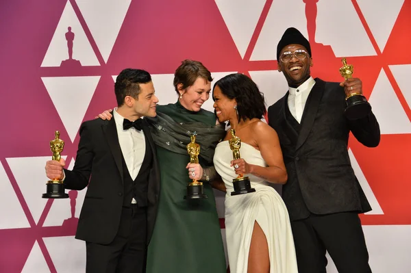 Rami Malek, Olivia Colman, Regina King & Mahershala Ali — Foto de Stock