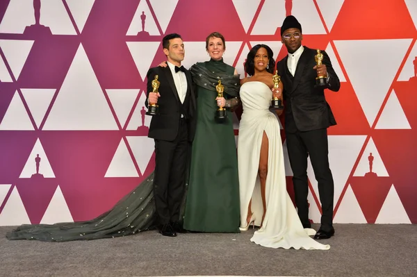 Rami Malek, Olivia Colman, Regina King & Mahershala Ali — Foto de Stock