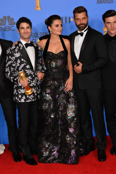 Darren Criss, Penelope Cruz, Ricky Martin & Finn Wittrock — Stockfoto