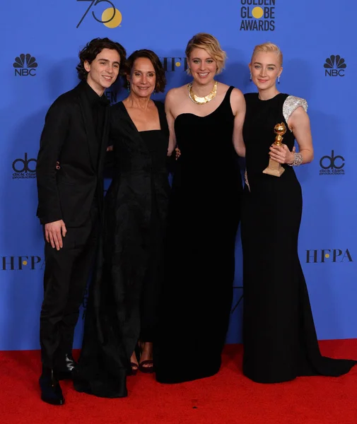 Time Chalamet, Laurie Metcalf, Greta Gerwig & Saoirse Ronan — стоковое фото