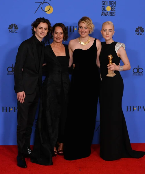 Timothee Chalamet, Laurie Metcalf, Greta Gerwig & Saoirse Ronan — Stockfoto