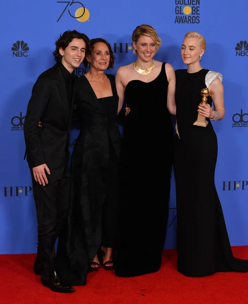 Timothee Chalamet, Laurie Metcalf, Greta Gerwig e Saoirse Ronan — Fotografia de Stock