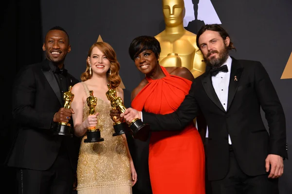 Mahershala Ali, Emma kamień, Viola Davis & Casey Affleck — Zdjęcie stockowe