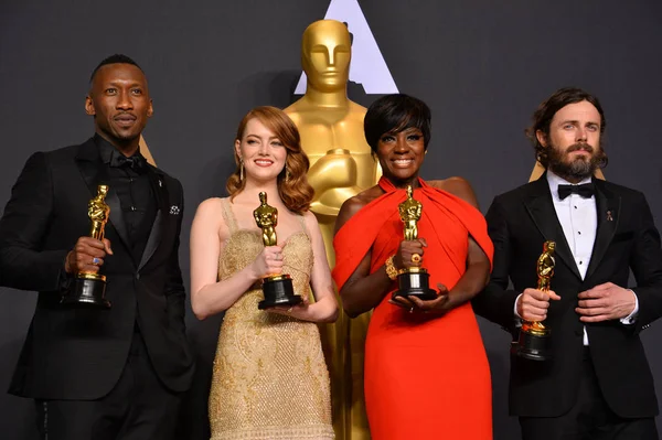 Mahershala Ali, Emma kamień, Viola Davis & Casey Affleck — Zdjęcie stockowe