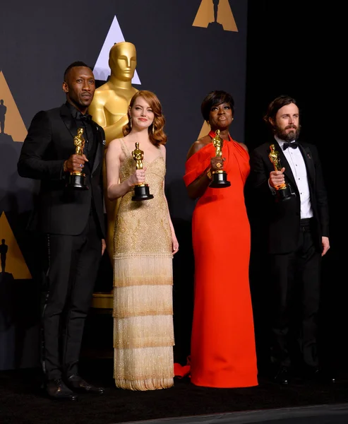 Mahershala Ali, Emma Stone, Viola Davis & Casey Affleck — Stok fotoğraf