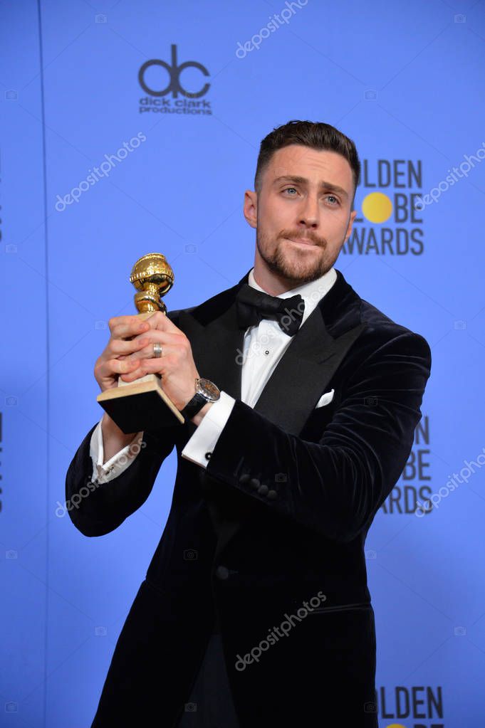 Aaron Taylor-Johnson at the 74th Golden Globe Awards  at The Beverly Hilton Hotel, Los Angeles USA 8th January  201
