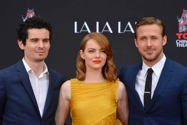 Damien Chazelle, Emma Stone & Ryan Gosling — Foto Stock