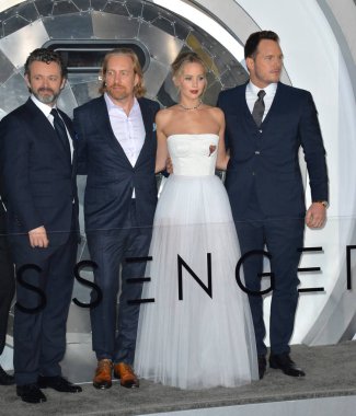 Michael Sheen, Morten Tyldum, Jennifer Lawrence & Chris Pratt