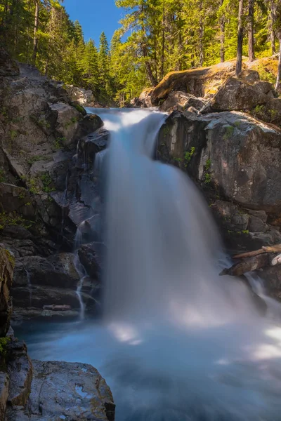 Den Ohanapecosh River Cascades silver Falls vid Mount Rainier National Park — Stockfoto