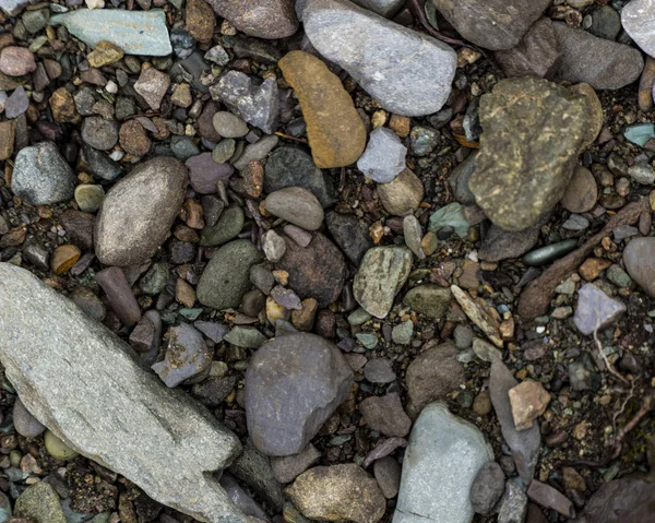 A textura de uma pedra rasa do rio. Imagem de fundo de seixo — Fotografia de Stock