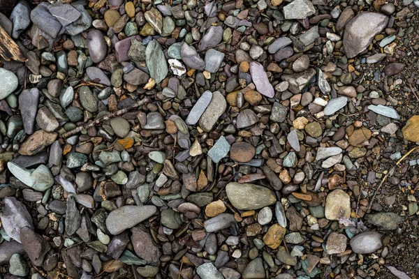 A textura de uma pedra rasa do rio. Imagem de fundo de seixo — Fotografia de Stock