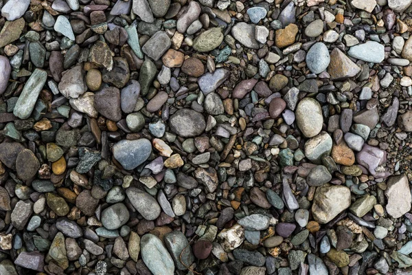 A textura de uma pedra rasa do rio. Imagem de fundo de seixo — Fotografia de Stock