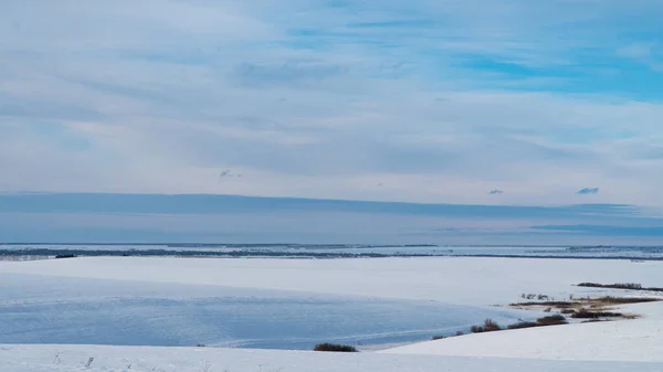 Linda Paisagem Inverno Área Coberta Neve Tempo Frio Temporada Inverno — Fotografia de Stock