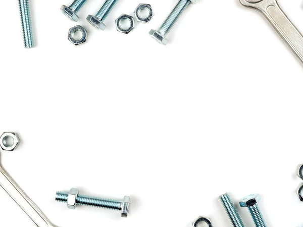 Graphic Resources Frame Inserting Text Lined Bolts Nuts Wrenches Fastener — Stock Photo, Image
