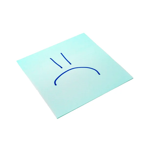 Naklejka Papierowa Stylizowany Obraz Symbolu Smutnej Emotikony Odizolowana Naklejka Cieniem — Zdjęcie stockowe
