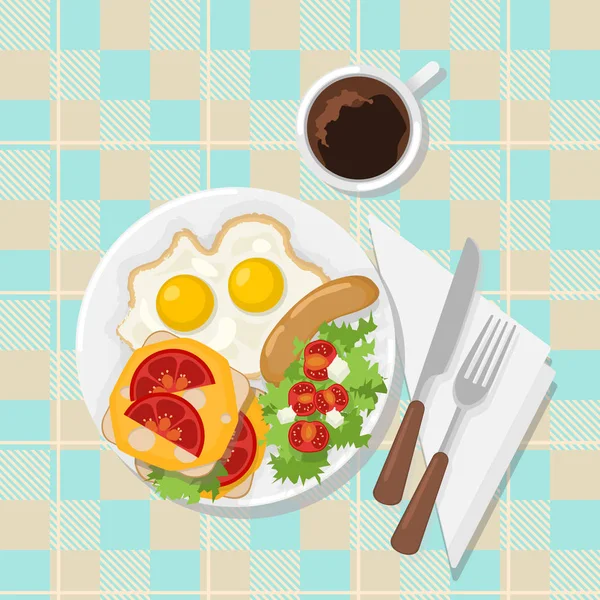 Färgglad Ljus Illustration Amerikansk Traditionell Frukost Vektor — Stock vektor