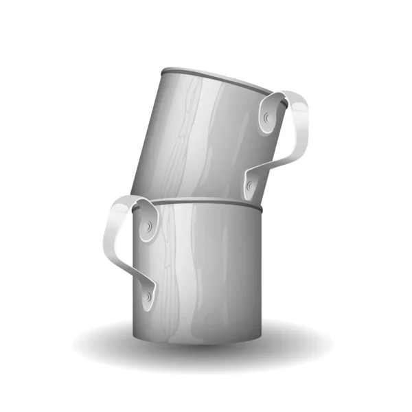 Tin Vector Mugs Enamel Two Cups — Stock Vector