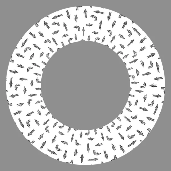 Λευκό Στρογγυλό Πλαίσιο Μαύρα Βέλη Γραμμή Γκρι Φόντο Σημάδι Doodle — Διανυσματικό Αρχείο